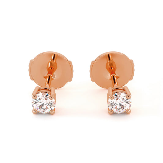 Packshot des boucles d'oreilles en diamants et or rose, modèle Priya de forme ronde