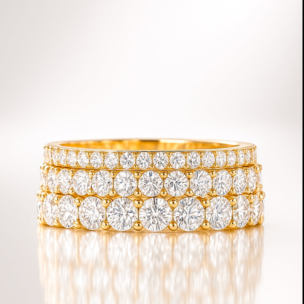 Alliances en diamants naturels certifiés, or 18 carats