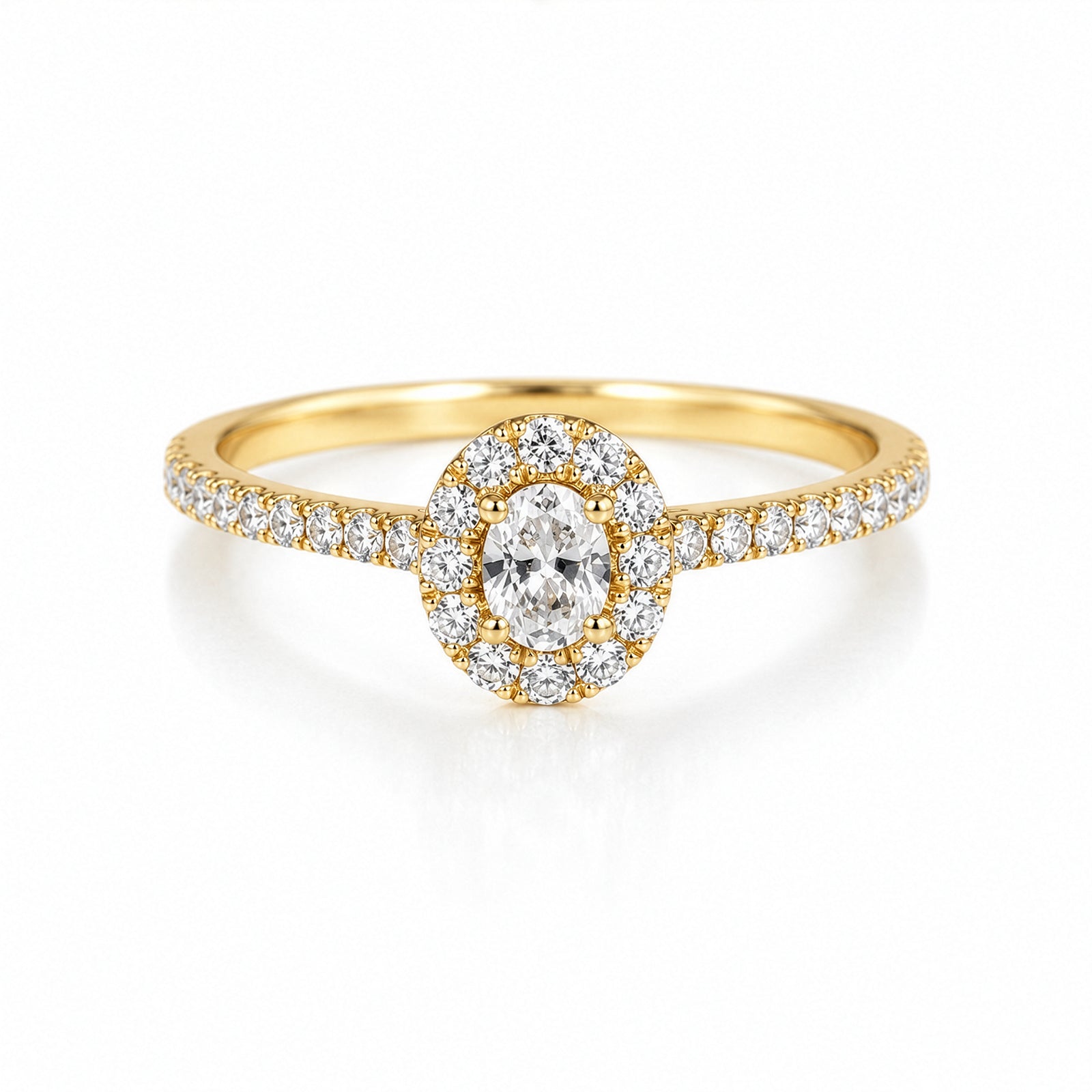 Solitaire Orée en or jaune, diamant central — Maison Isor