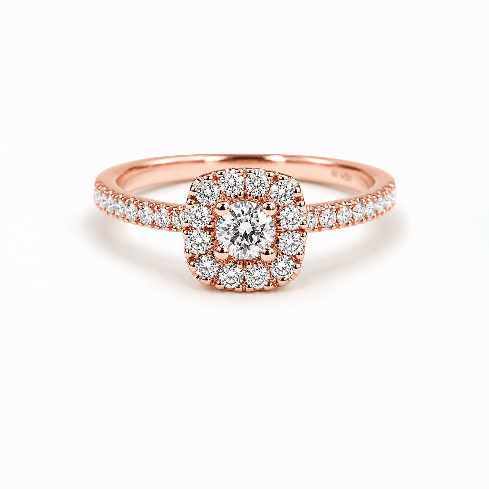 Solitaire Satin en or rose, diamant central — Maison Isor