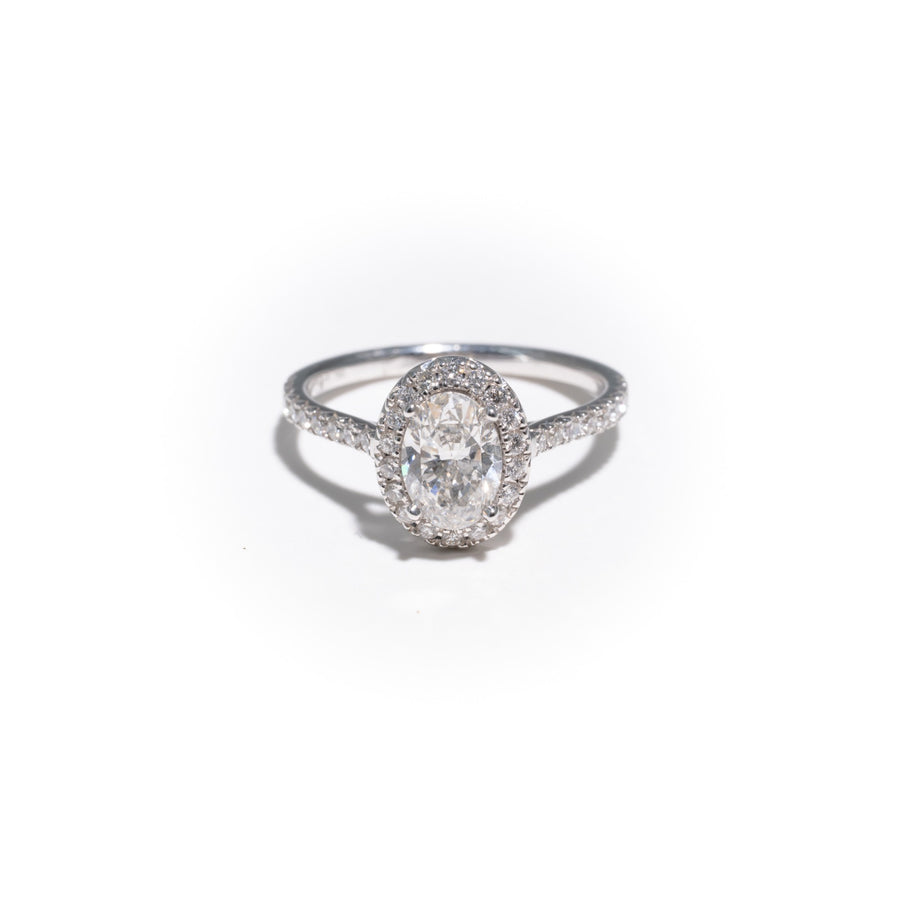 Bague halo, diamant ovale 1,01 ct