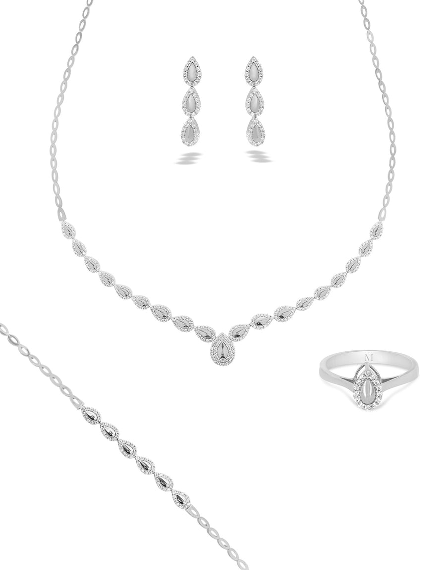 Parure Acacia - Or Blanc