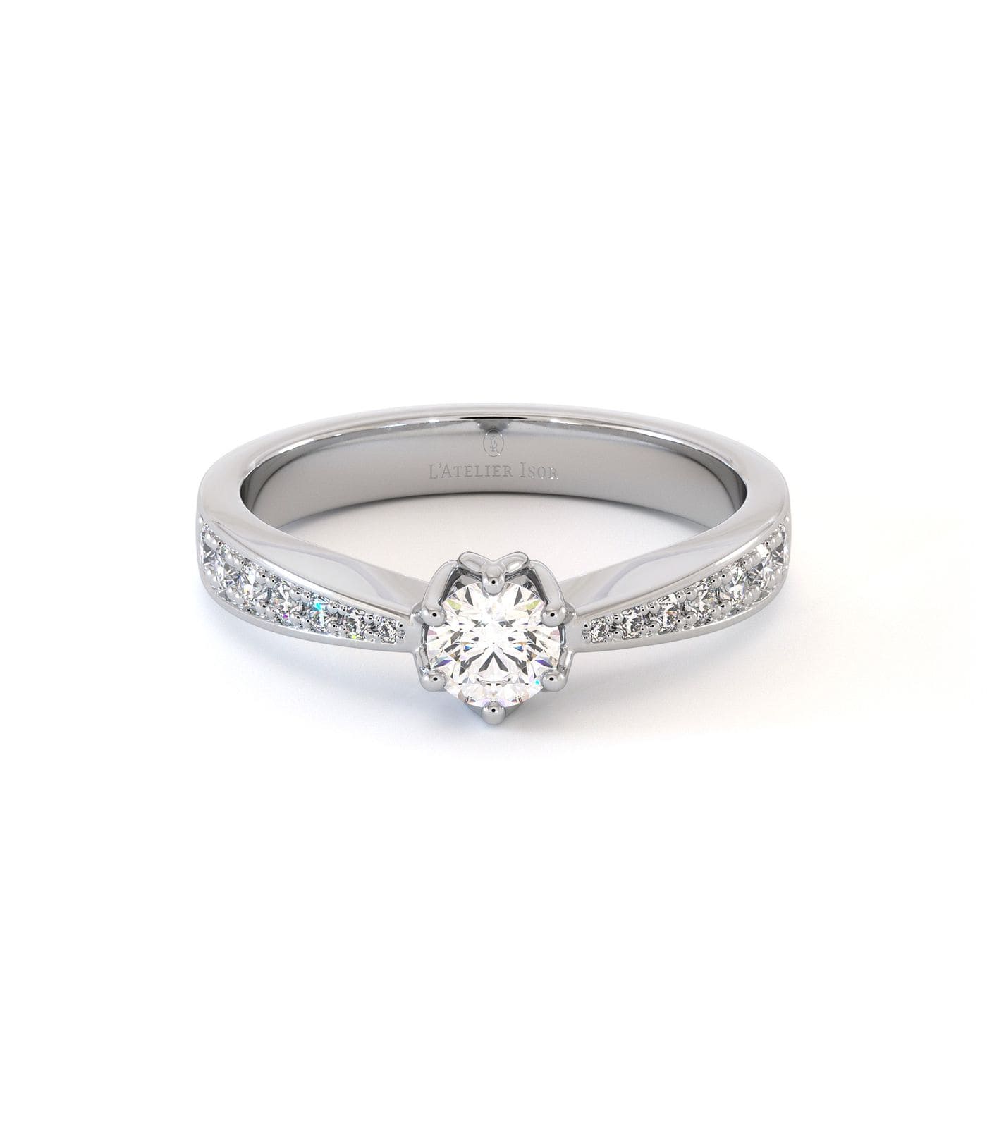 Bague de fiançailles Pissaro, solitaire diamant en or 18 carats - Maison Isor